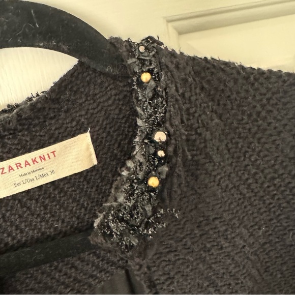 Zara Black Women’s Beaded Sweater Top in Cotton Size Large - Picture 3 of 6